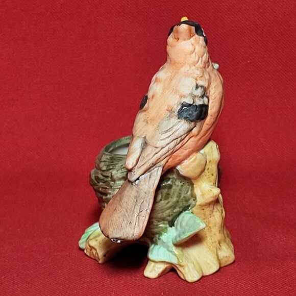 Vintage IW Rice Cardinal Bird Perched on Nest Porcelain Figurine - Picture 3 of 13